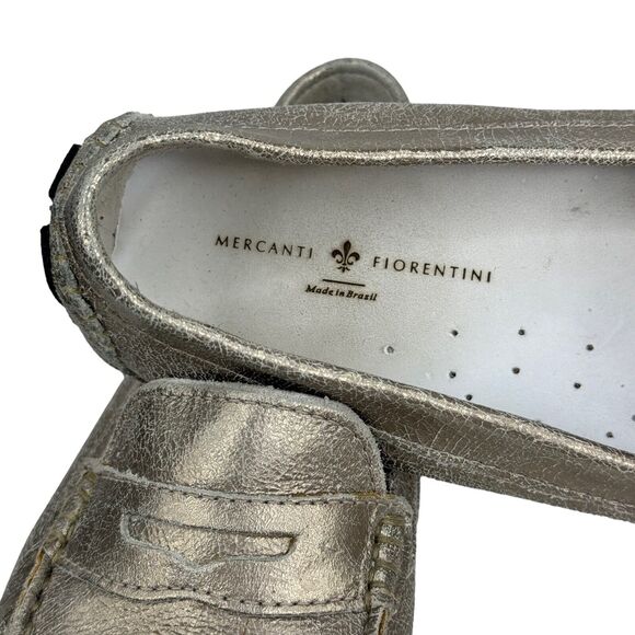 MERCANTI FIORENTINI Men's Leather Metallic Crackle Driving Loafer MOC 8.5 Penny - Picture 9 of 10